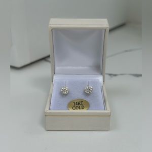 Solid 14kt yellow gold genuine moissanite Diamond stud earrings